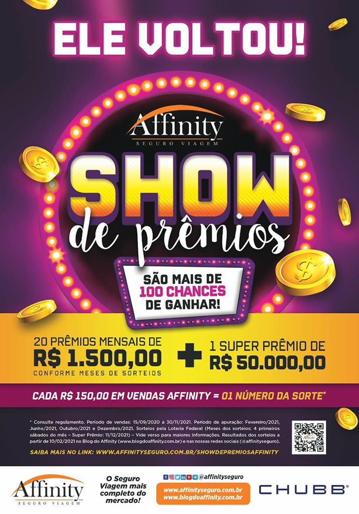 A Affinity retoma nesta terça, dia 15, a campanha Show de Prêmios e apresenta as novas datas de participação e sorteios.